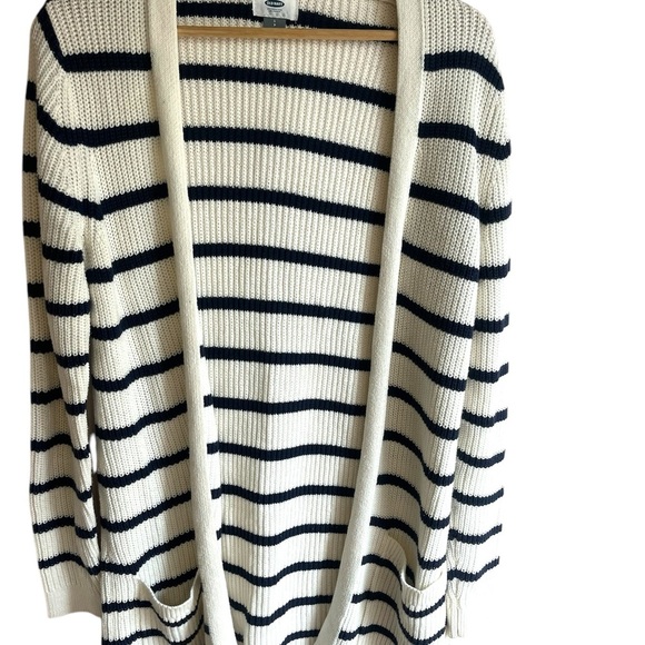 Old navy  blue and White Striped Cardigan Sweater - Picture 1 of 7